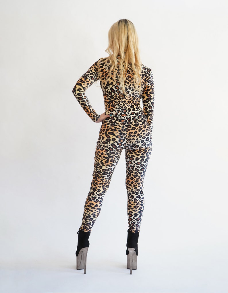 Leopard Print Velvet Catsuit Jumpsuit Snow Onesie Animal Etsy