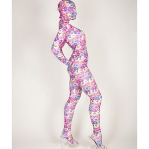 Zentai Full Body Face Cover Spandex Catsuit Custom Made Floral Print ...