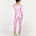 US~ Women's Shiny Holographic Unitard Costume Zipper Bodysuits Catsuits Jumpsuit