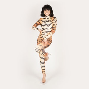 Tiger Spandex Catsuit 3D Print Jumpsuit Animal Safari Unitard Big Cat Bodysuit Halloween Costume Non Velvet Onesie Size S M L XL image 10