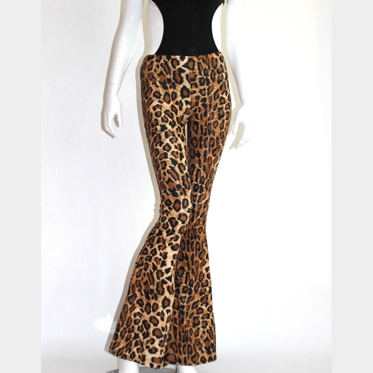 Leopard Print Flare Leggings Spandex 