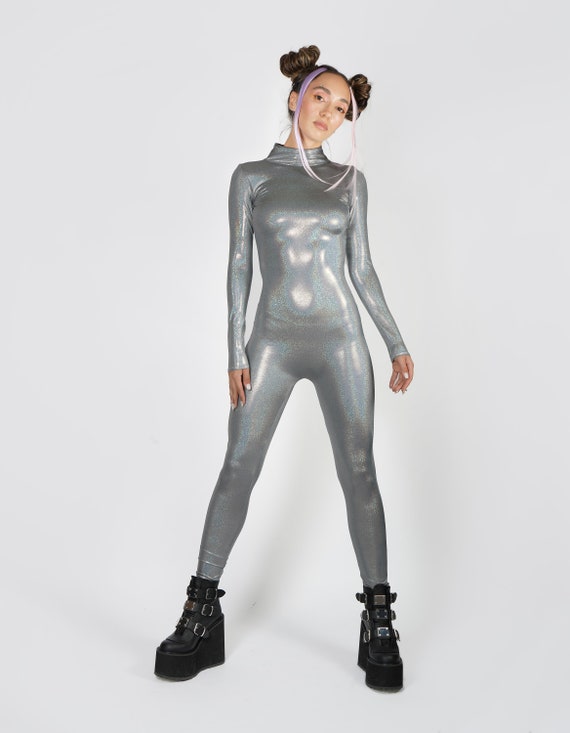Hologram Iridescent Dark Silver Catsuit Spandex Jumpsuit Unitard Bodysuit  Mystique Metallic Cosplay Seven of Nine Costume Size S M L XL -  Canada