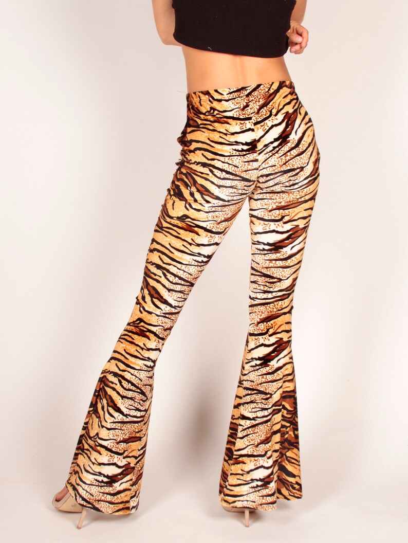 tiger print flare pants