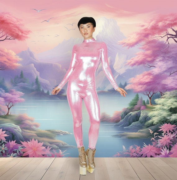 Hologram Iridescent Light Pink Catsuit Spandex Jumpsuit Unitard Bodysuit  Mystique Metallic Festival Costume Size S M L XL -  Canada