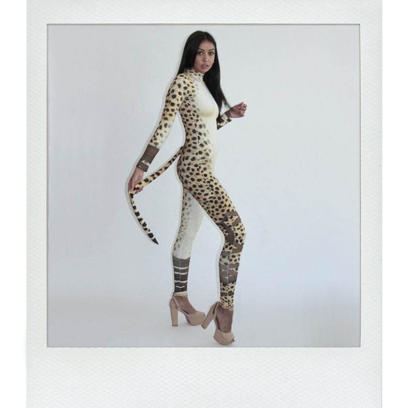 Cheetah Catsuit Leopard Costume Jumpsuit Spandex Playsuit Etsy