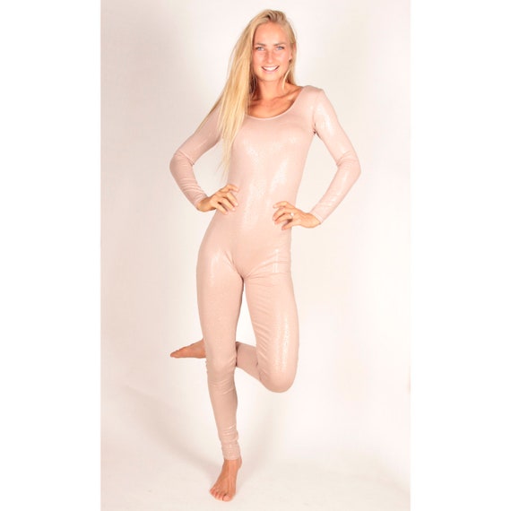 Sparkly Nude Spandex Unitard Shiny Confetti Foiled Long Sleeve Catsuit  Jumpsuit Dance Compression Onesie Britney Spears Custom Size XS S M L -   Sweden
