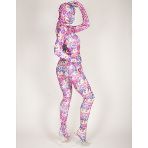 Zentai Full Body Face Cover Spandex Catsuit Custom Made Floral Print ...