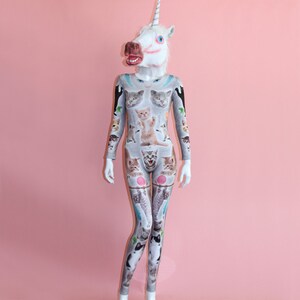 Cats Print Catsuit Spandex Jumpsuit Unitard Bodysuit Full Body Long ...