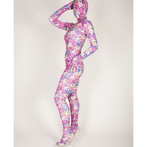 Zentai Full Body Face Cover Spandex Catsuit Custom Made Floral Print ...