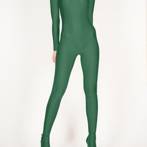 Footed Catsuit Shiny Forest Dark Green Customizable Full - Etsy