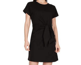 Women's Summer Mini Front Tie Wrap T-Shirt Dress Casual