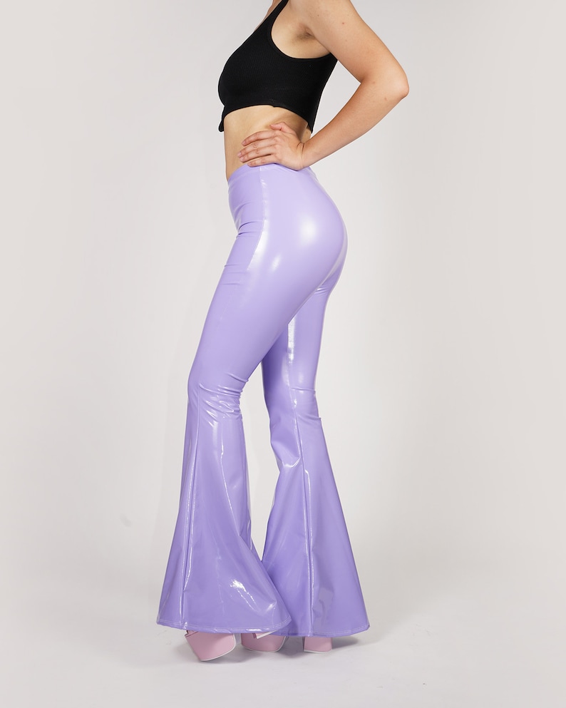 Stretch Vinyl Lilac Light Purple Flare Leggings High Waisted - Etsy