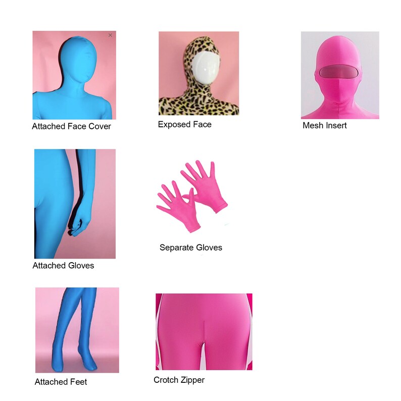 Zentai See-thru Leopard Mesh Full Body Face Cover With Gloves & Feet ...