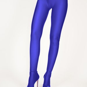 Footed Catsuit Shiny Royal Blue Zentai Unitard Electric Customizable ...