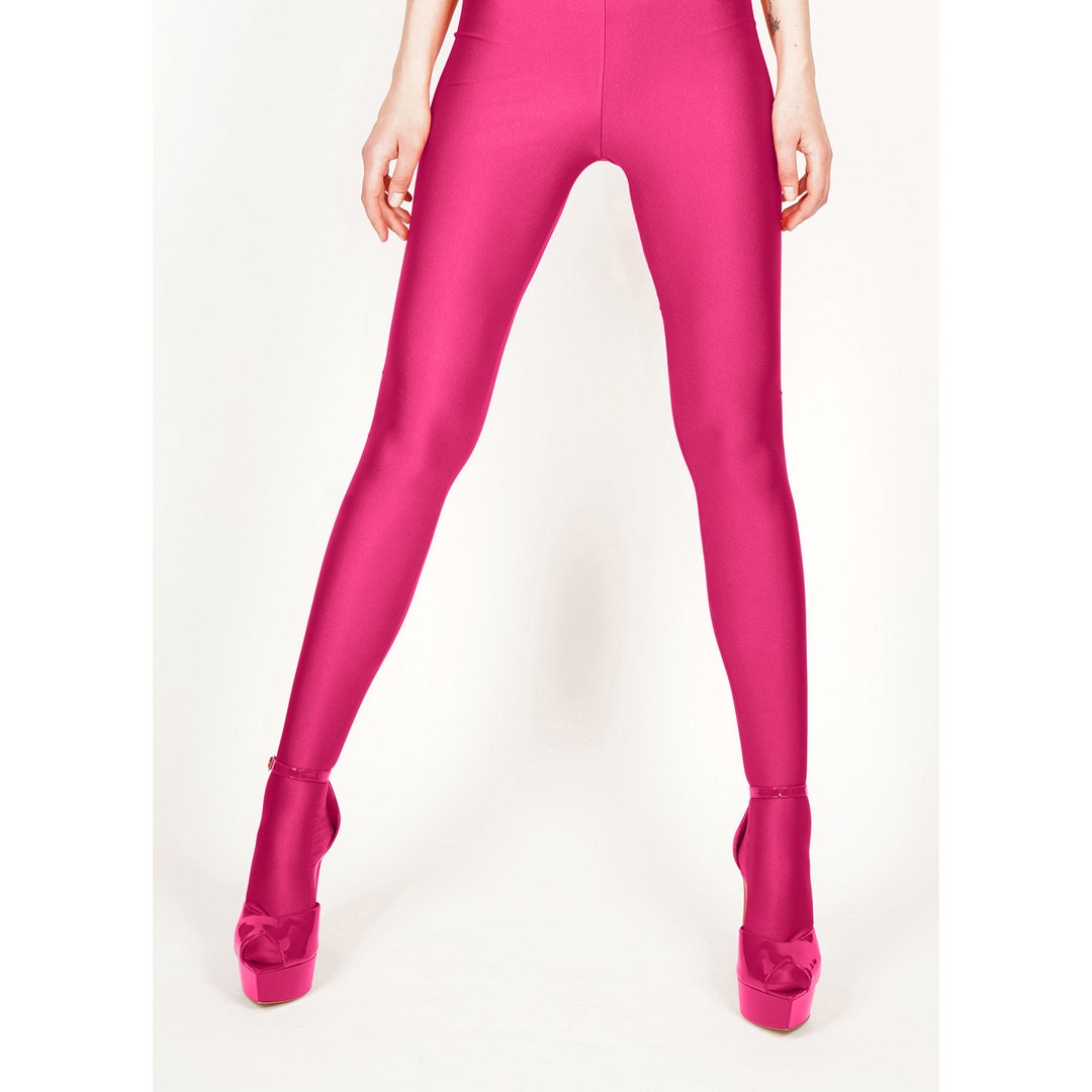 Buy Footed Leggings Shiny Magenta Fuchsia Pink Pants With Feet Footie  Customizable Nylon Spandex Size XS S M L XL Regular and Long Online in  India 