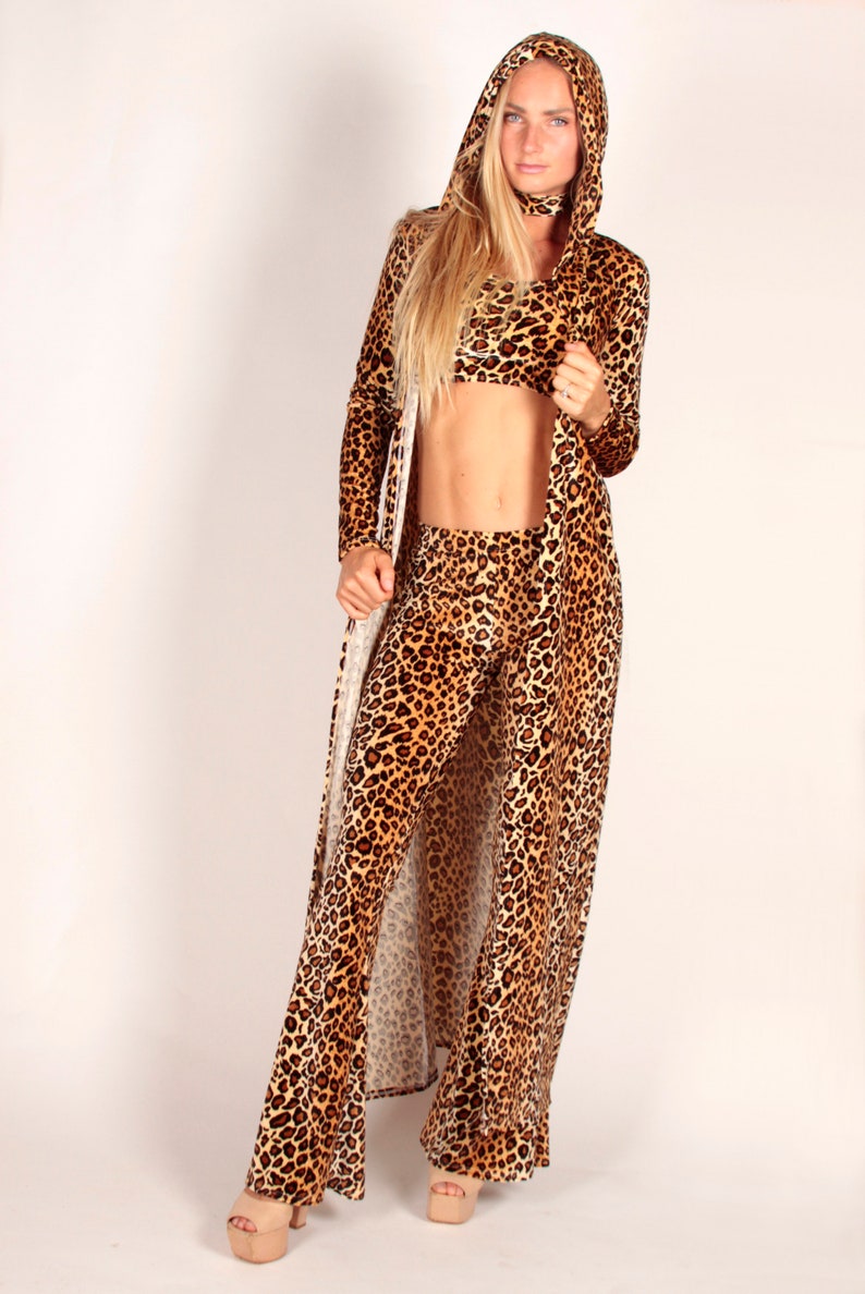 Velvet Leopard Flare Leggings Bell Bottom Pants Spandex Etsy