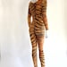 Sexy Seductive Stripes Tiger Print Catsuit Jumpsuit Costume 2pc 553719