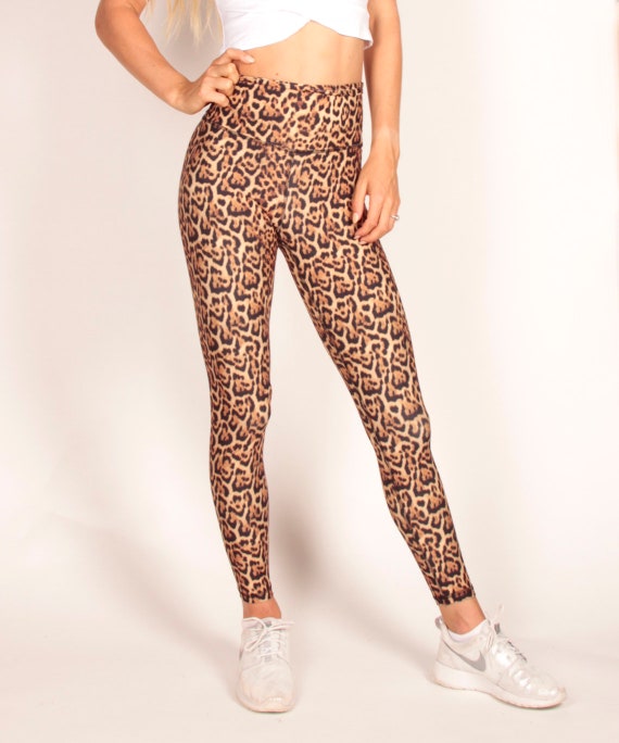 Leopard Leggings Spandex Leggings Brown 