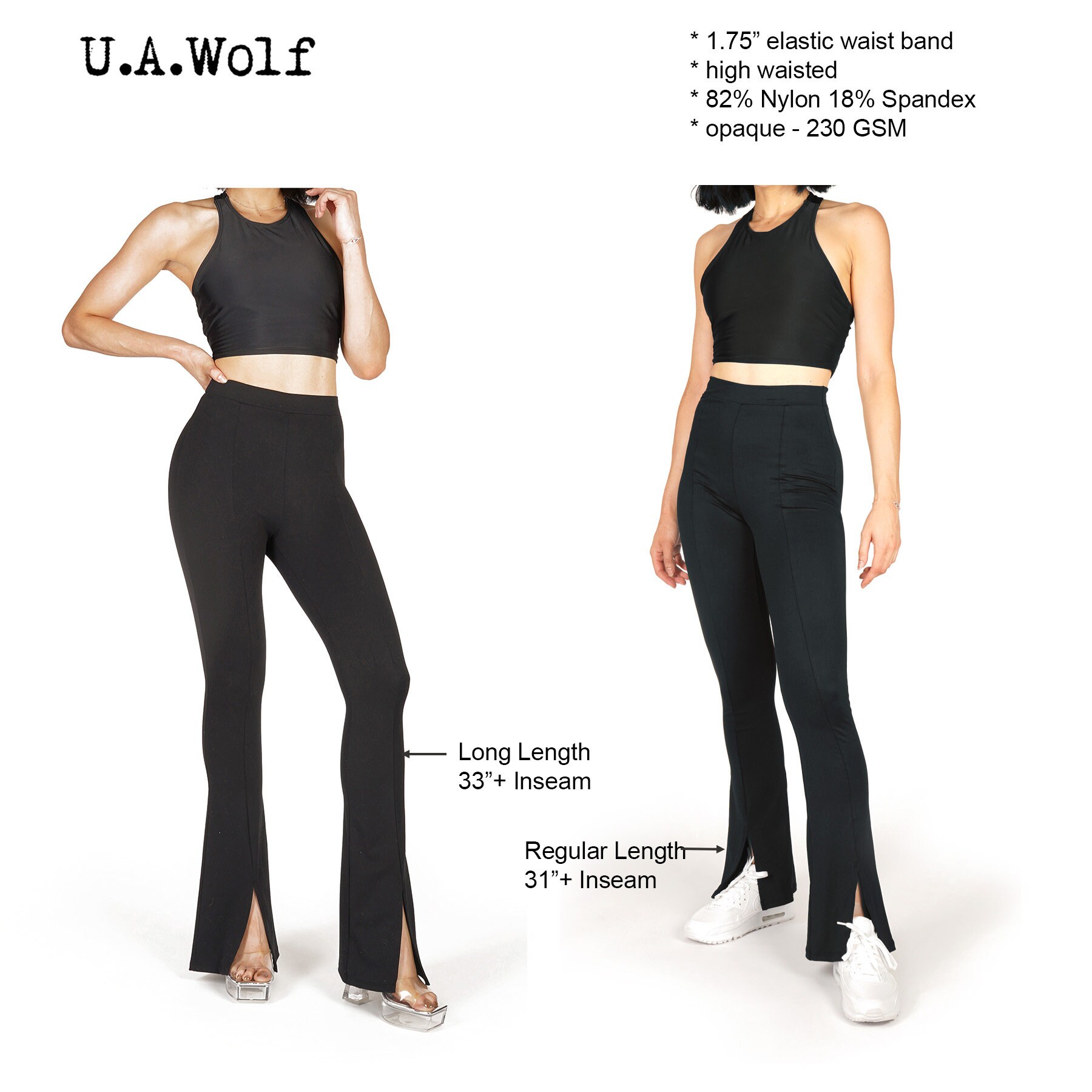 Flare legging met split aan de voorkant Hemelsblauwe panty met hoge taille Workout Slits Yogabroek Spandex Maat XS S M L Met normaal en lang lang Etsy Nederland