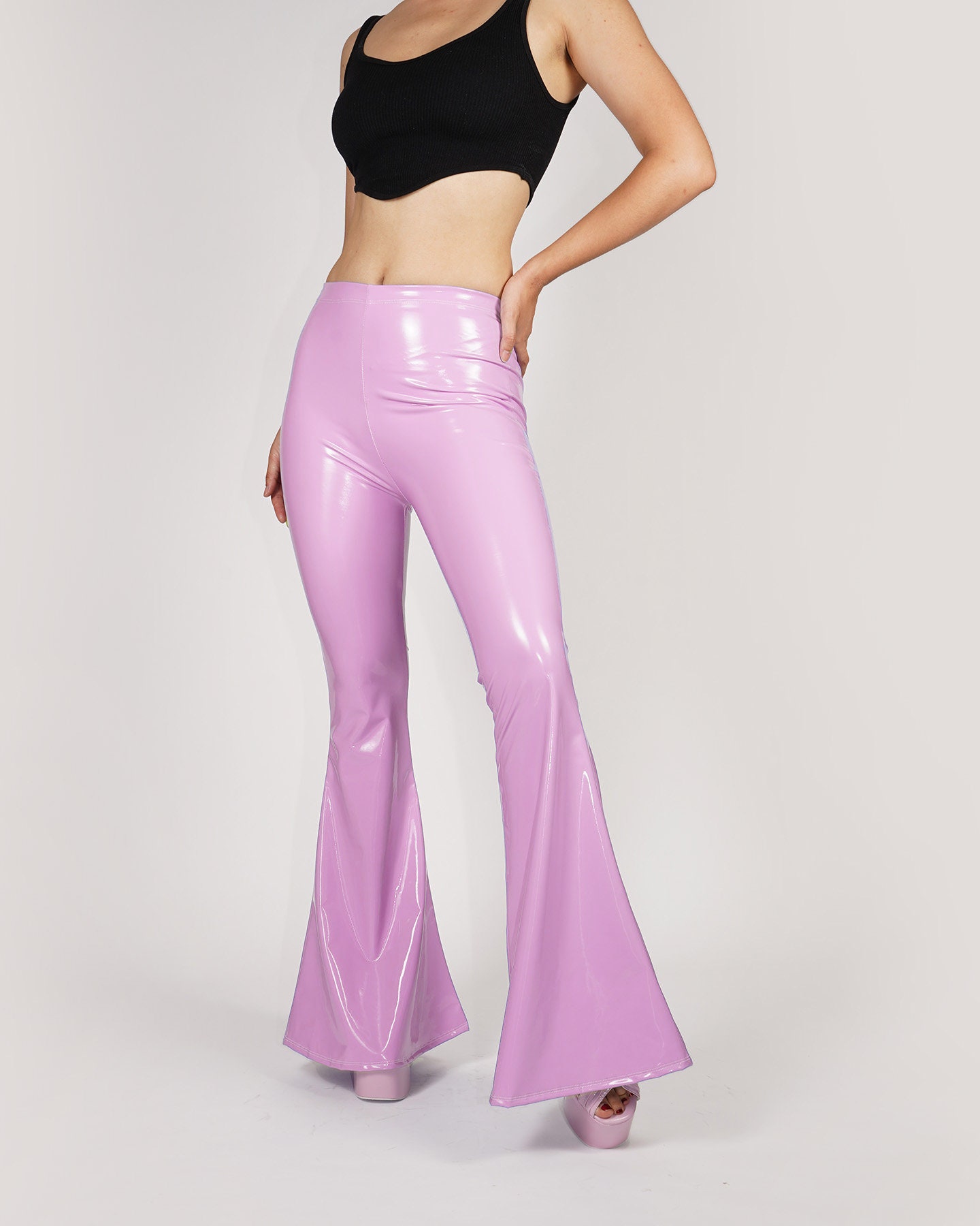 PINKPHOENIXFLY Womens Sexy Shiny Faux Leather Leggings Pants (S, Purple) :  : Clothing, Shoes & Accessories