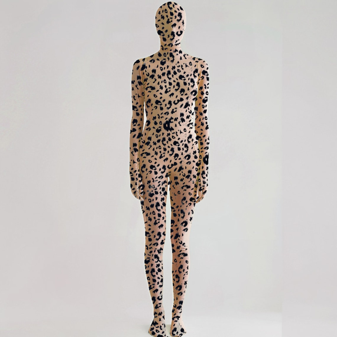Zentai See-thru Leopard Mesh Full Body Face Cover With Gloves & Feet ...