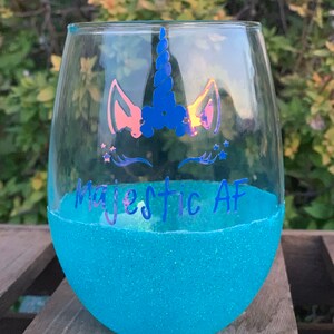 Unicorn Glitter Wine Glass 