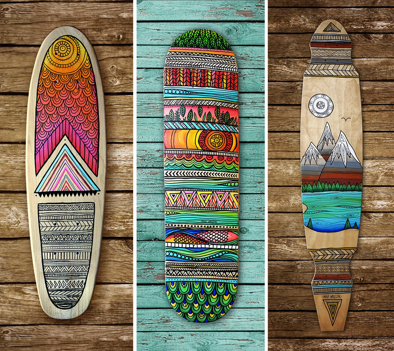 Custom Handpainted Skateboard/mini Cruiser/longboard Deck Etsy