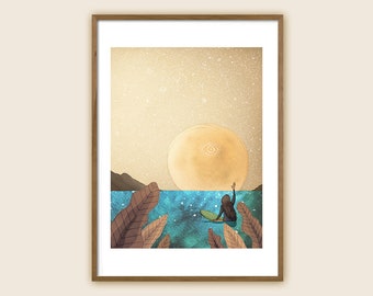 Surf Art Print: "Luna Wave"