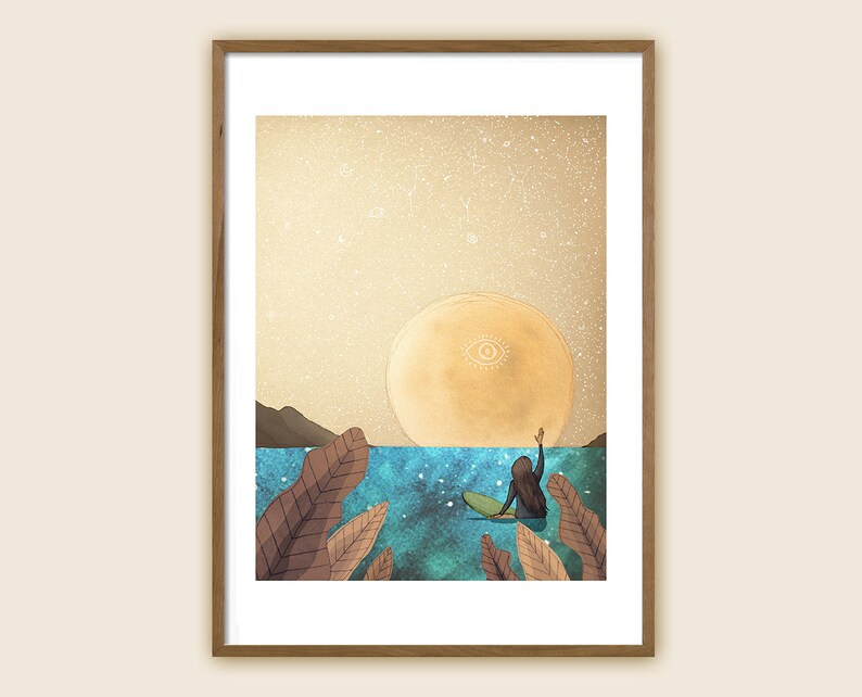Surf Art Print Beach Art Ocean Art Sea Art Luna Etsy