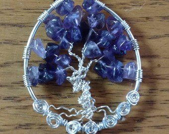 Colgante Árbol de la Vida con Amatista y Plata