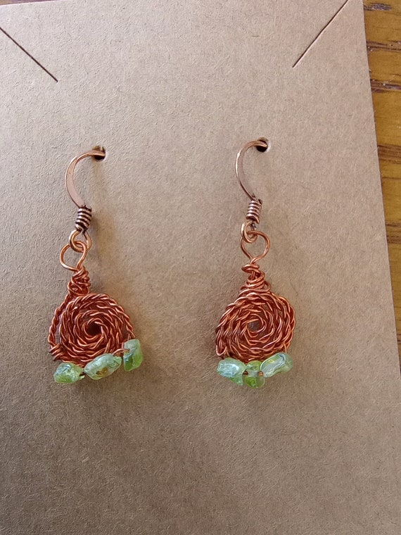 Copper and Peridot Earrings