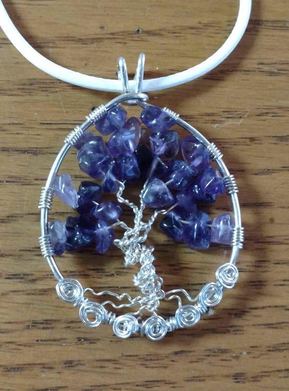 Amethyst and Silver Tree of Life Pendant