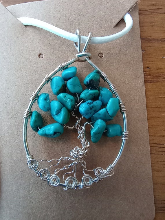 Silver and Turquoise Tree of Life Pendant