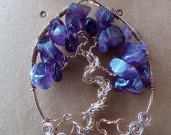 Colgante Árbol de la Vida con Amatista y Plata