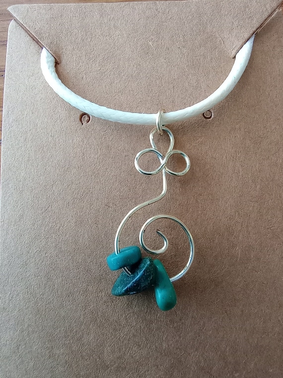 Silver and Turquoise Pretzel and Swirl Necklace