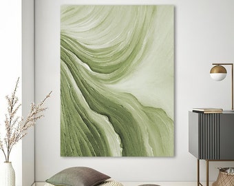 Time River Wabi Sabi Art Green Abstract Minimalist wall art painting living room wall art Boho wall decor 3D texture art canvas art painting