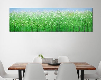 Large bedroom wall decor art Hand painted Abstract Green Flower wall art painting Abstract Tree Forest wall art oil painting On Canvas Art