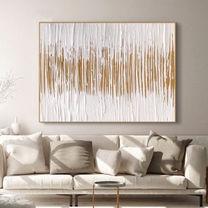 Large Abstract Gold White textured wall art Gold painting modern home decor wall art Office oil painting Minimalist wall art Boho wall art