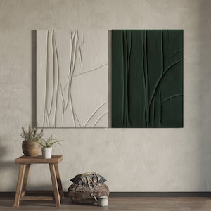 Tree of Life Emeraldd Green abstract wall art Minimalist decor wall art living room wall art Wabi Sabi decor 3D textured art Framed Painting