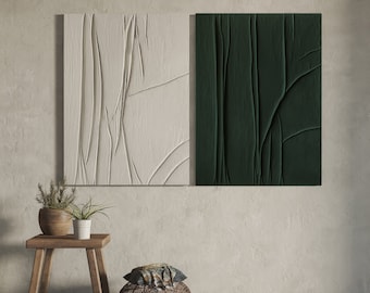 Tree of Life Emeraldd Green abstract wall art Minimalist decor wall art living room wall art Wabi Sabi decor 3D textured art Framed Painting