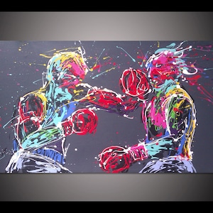Gran Arte Original Boxeo Peleas Textura arte pintura Abstracto Deportes Fitness arte de pared Lienzo pintura niños habitación habitación decoración de pared arte