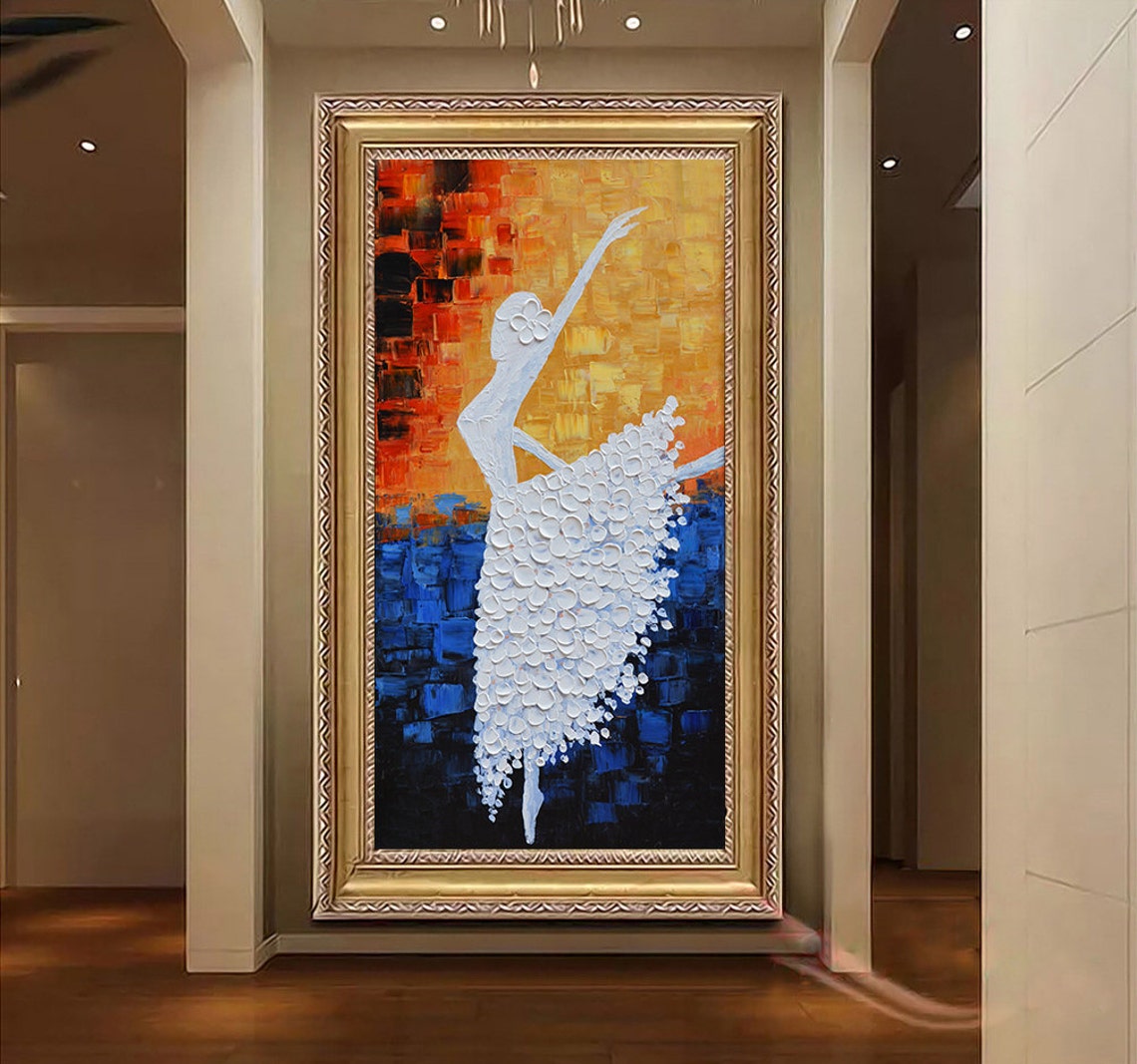 Bailarina de baile pintadas a mano pintura pared cuadro living | Etsy