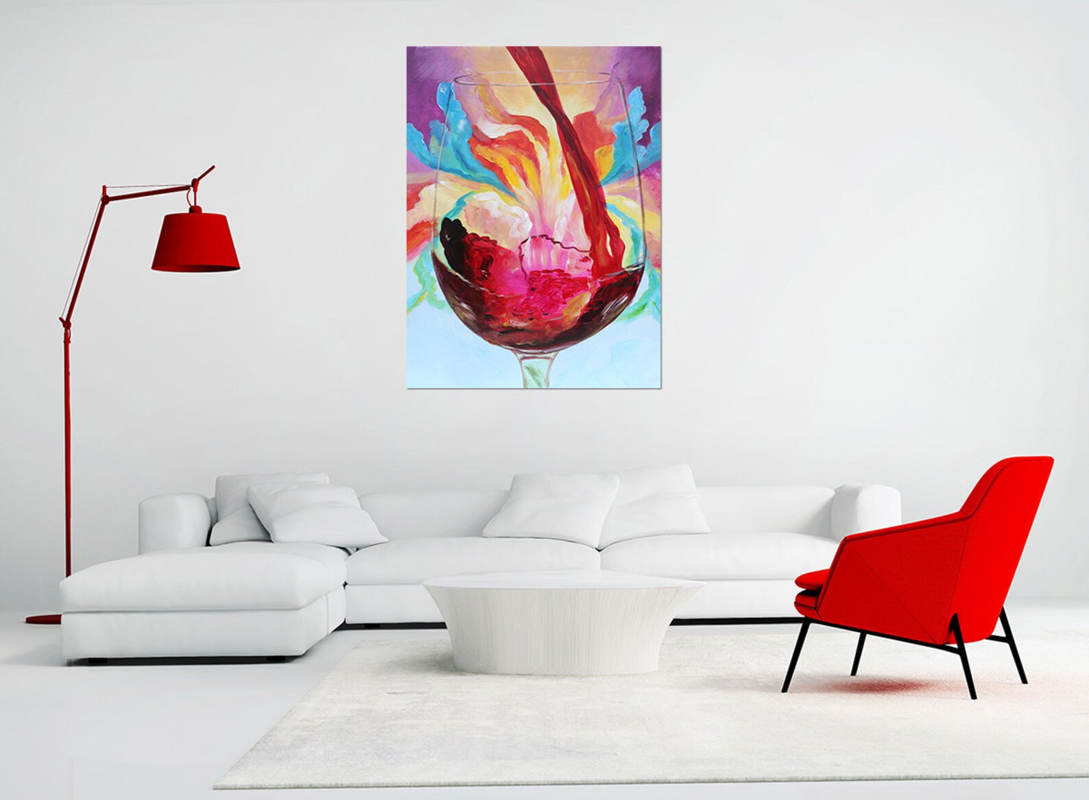 Large Abstract Art Red Wine Glass Oil Painting on Canvas Bar Etsy