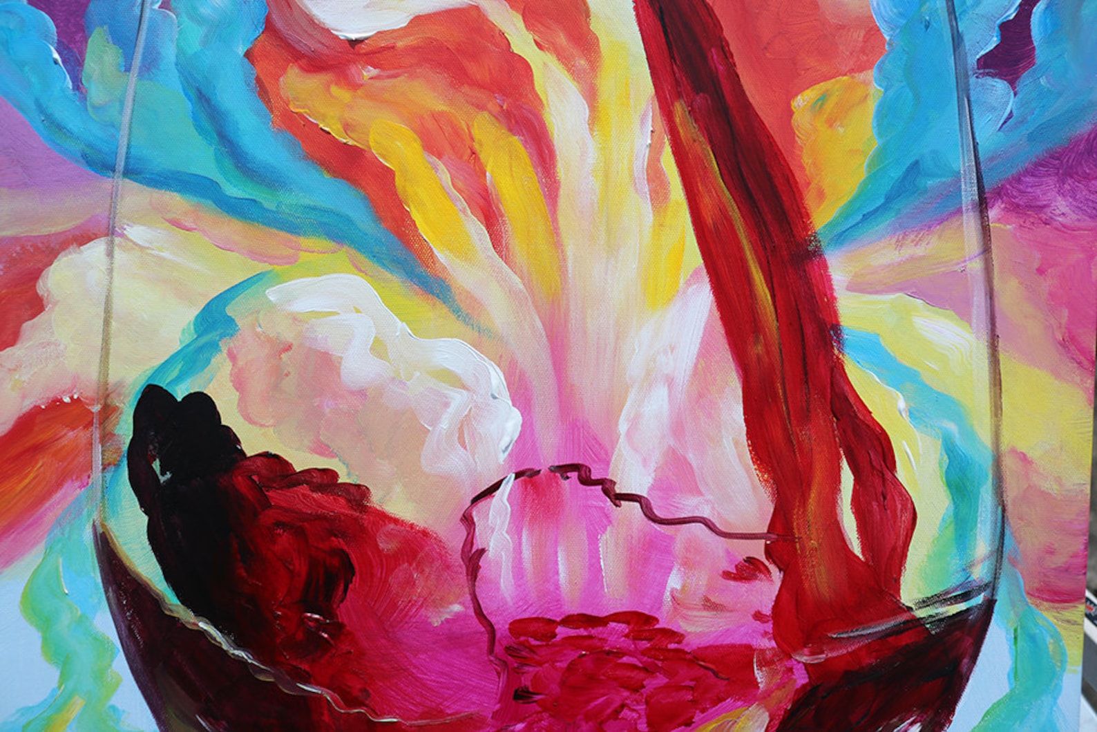 Large Abstract Art Red Wine Glass Oil Painting on Canvas Bar Etsy