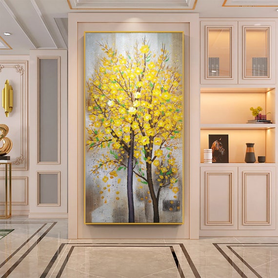 Large Art Yellow Flower Oil Painting on Canvas Living Room Etsy
