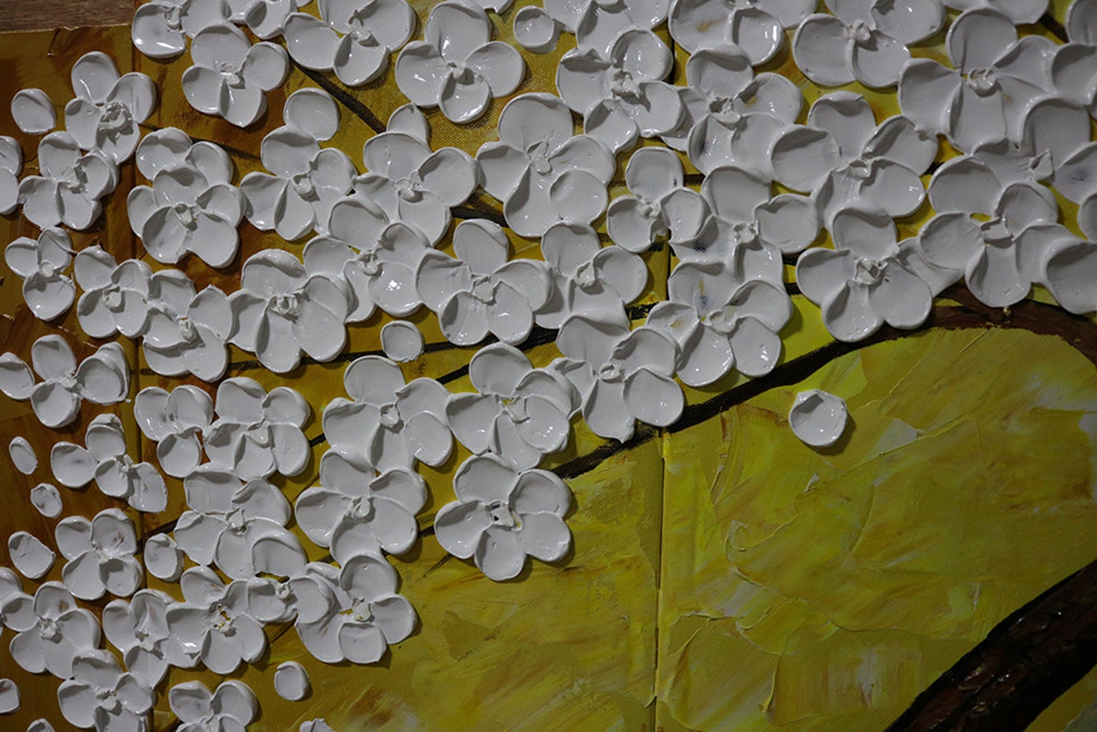 Hand-painted Framed modern home decor wall art abstract Yellow | Etsy