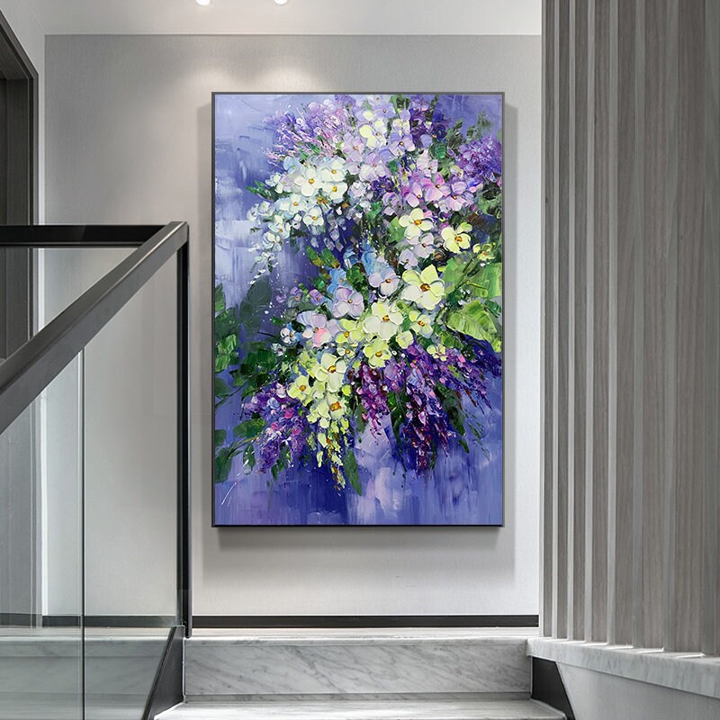 Large Original Art Blooming Orchid Flower Oil Painting Abstract