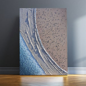 Original Art Ocean Beach painting 3D sand textured wall art sea beach painting wabi Sabi art Minimalist painting Living room large wall art