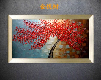 Handgeschilderd groot formaat Cherry Blossom Tree kunst aan de muur foto woonkamer slaapkamer home decor dik palet mes olieverfschilderij op canvas Door Lisa