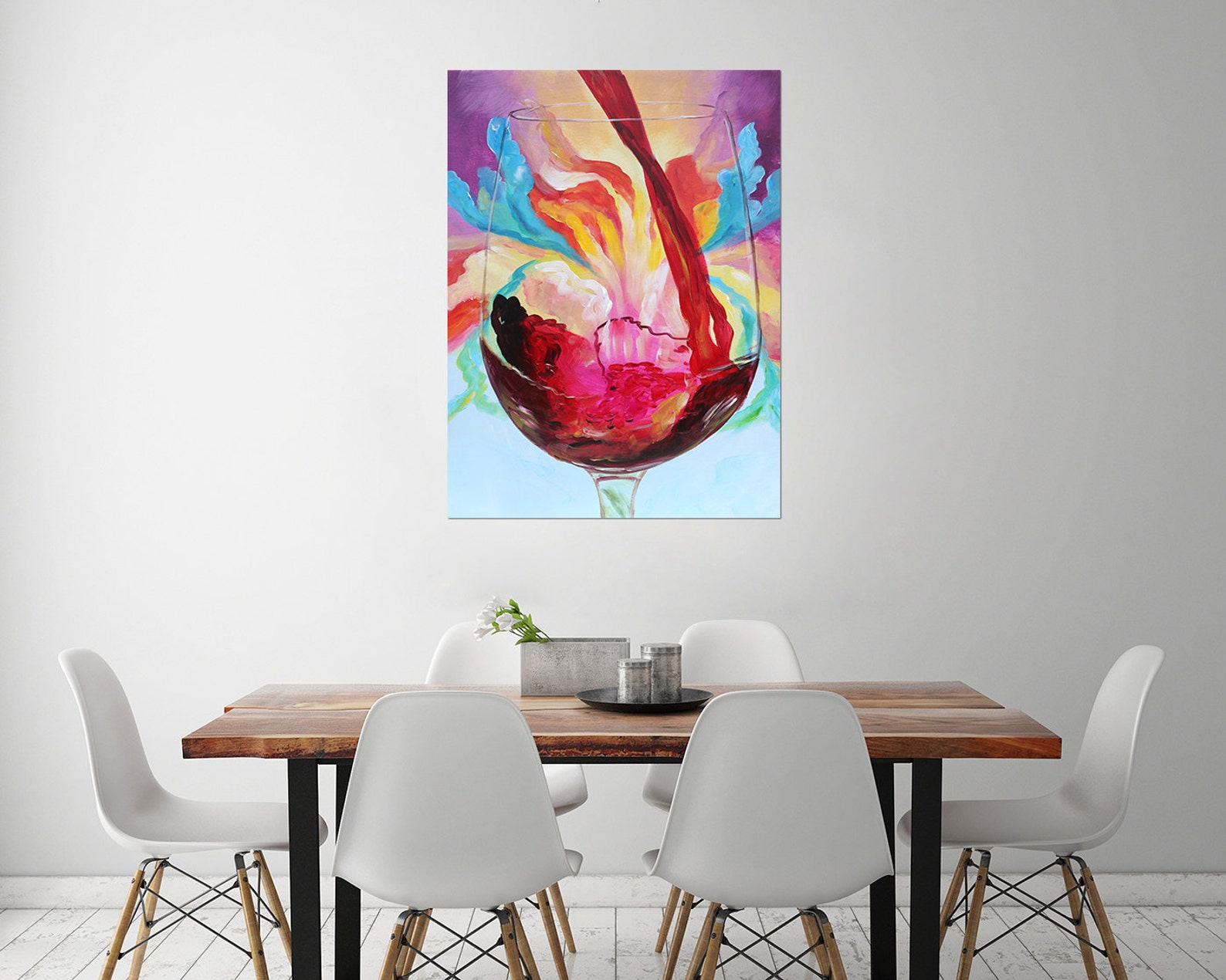 Large Abstract Art Red Wine Glass Oil Painting on Canvas Bar Etsy